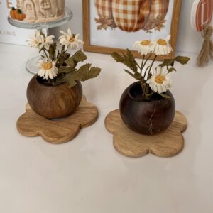 گلدان چوبی با گل بابونه