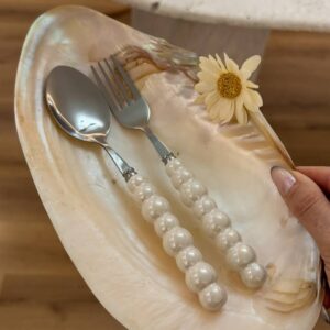 قاشق و چنگال دسته مرواریدی